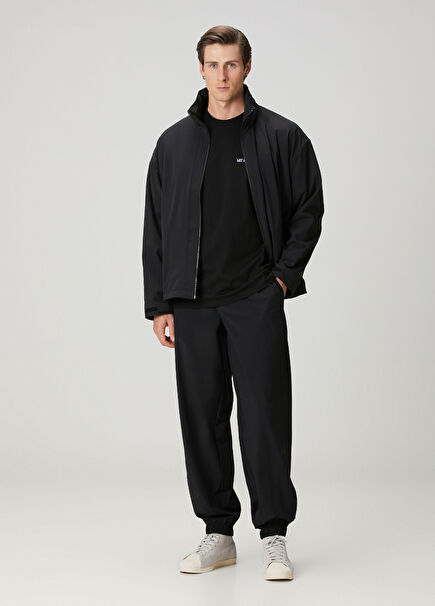 Black Waist Corded Jogger Sweatpants