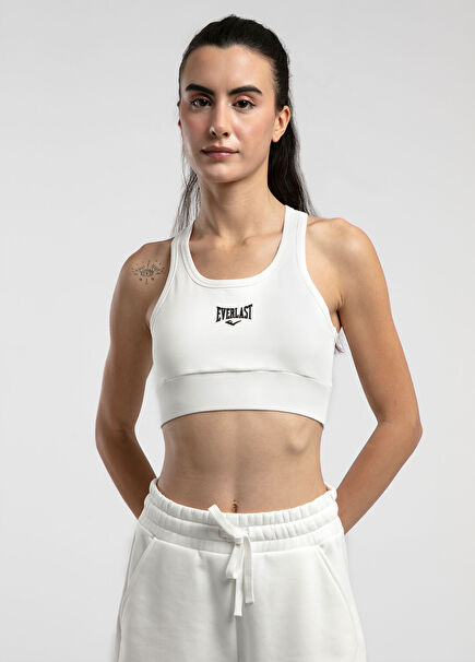 Essentials White Cotton Women's Sports Bra