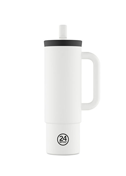 Beyaz Straw Cup Pipetli Çelik Termos 800 ml