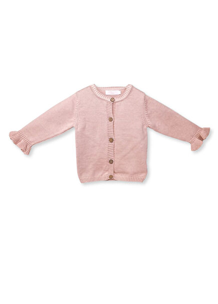 Lily Pembe Organik Pamuk Kız Bebek Triko Hırka