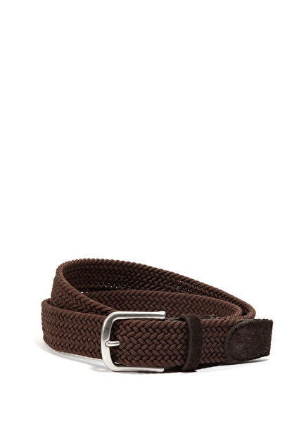 Kahverengi Lastik Örgülü Erkek Kemer