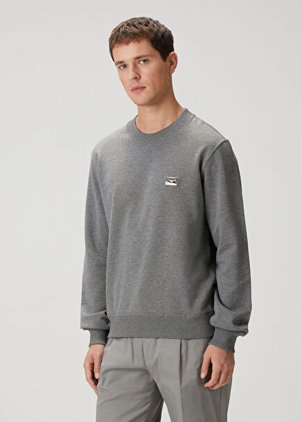 Grey Logo Detailed Sweatshirt