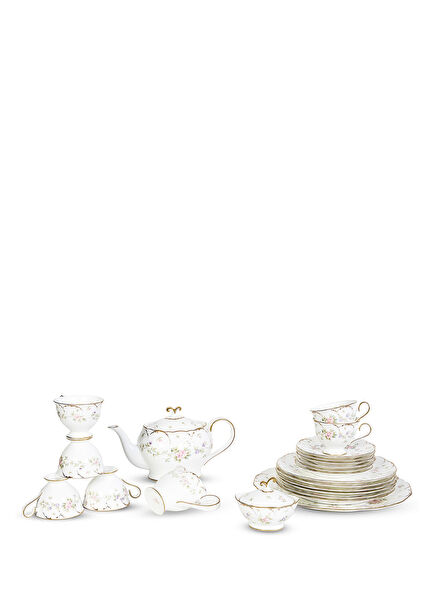 Tiffany Flowers Bone China 24 Piece Tea Set for 6 Persons
