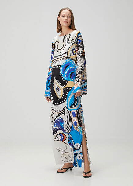 Neptun Blue Patterned Maxi Dress