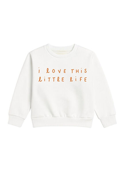 Pasta Ekru Uzun Kollu Kız Çocuk Sweatshirt