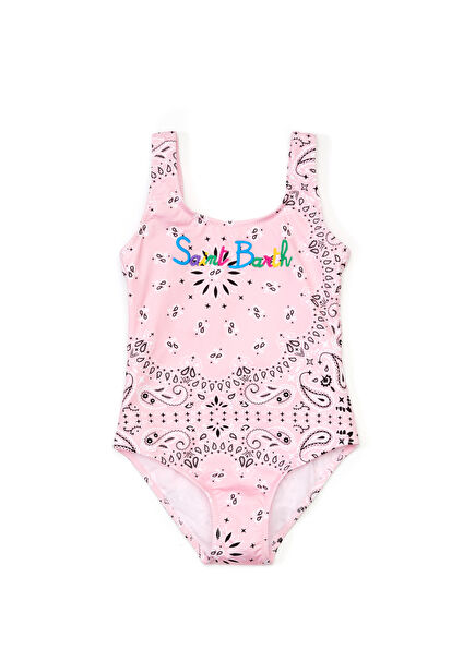 Cara Pink Patterned Girls Swimsuit