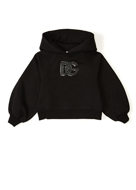 Black Hooded Girls Sweatshirt