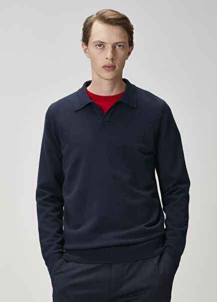 Lacivert Polo Yaka Triko
