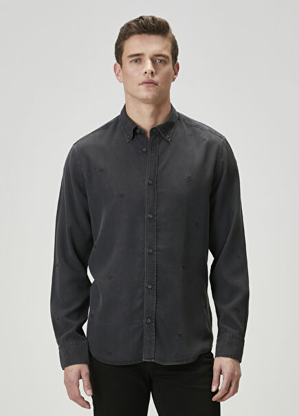 Comfort Fit Anthracite Denim Effect Shirt