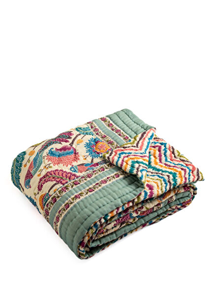 Lulubaby Renkli Organik Pamuk Tek Kişilik Yatak Örtüsü 175 x 240 cm