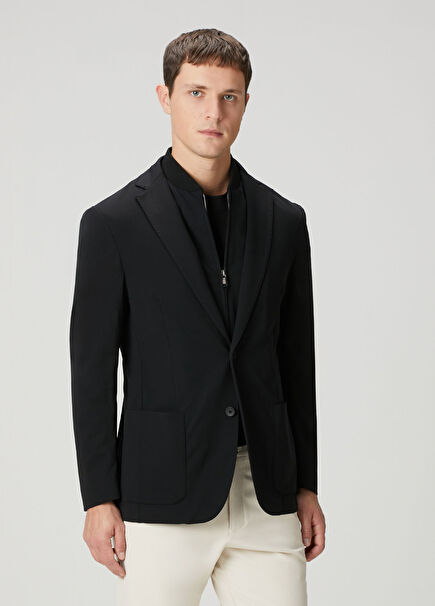 Siyah İç Yaka Detaylı Ceket