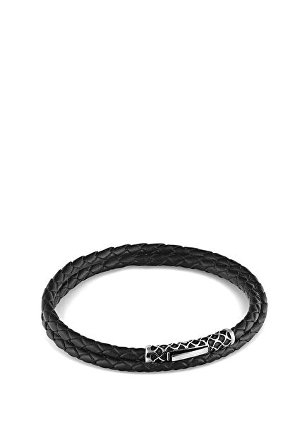 Black Men's Silver Bracelet