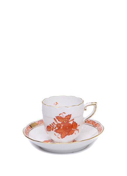 Orange Patterned Porcelain Coffee Cup