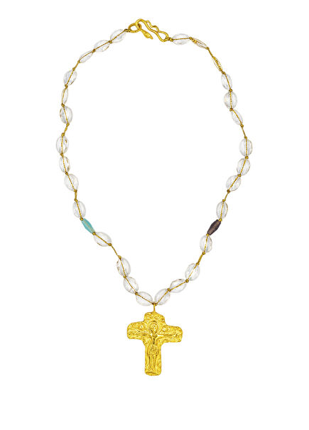 The Rose Cross Purple 22 Ayar Altın Kaplama El Yapımı Kadın Kolye