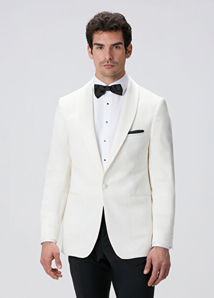 Ecru Shawl Collar Tuxedo Jacket