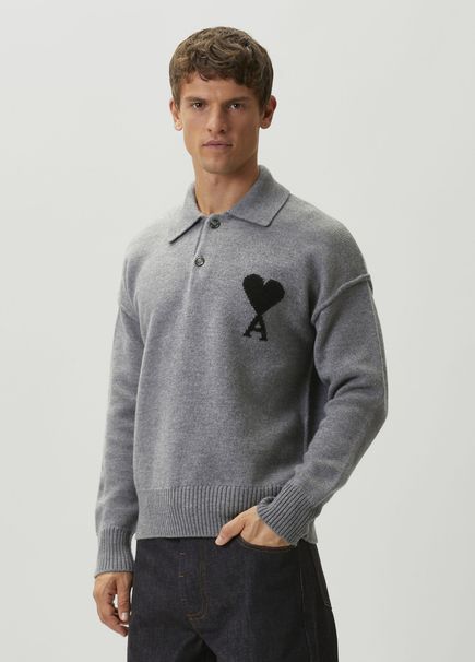 Grey Polo Wool Sweater
