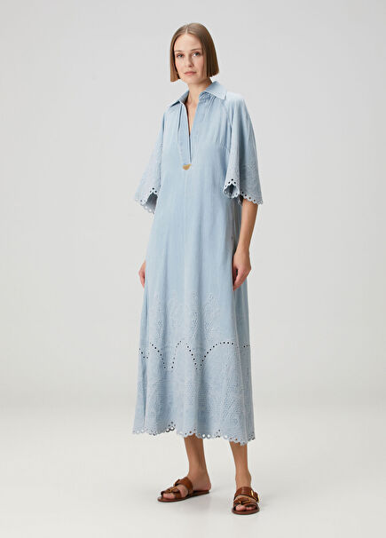 Daylight Mavi Midi Denim Elbise