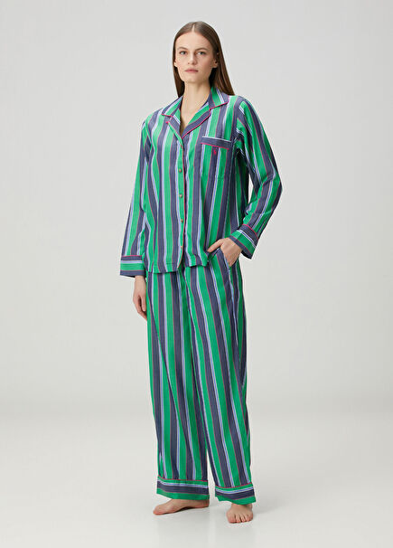 Madison Green Striped Pajama Set
