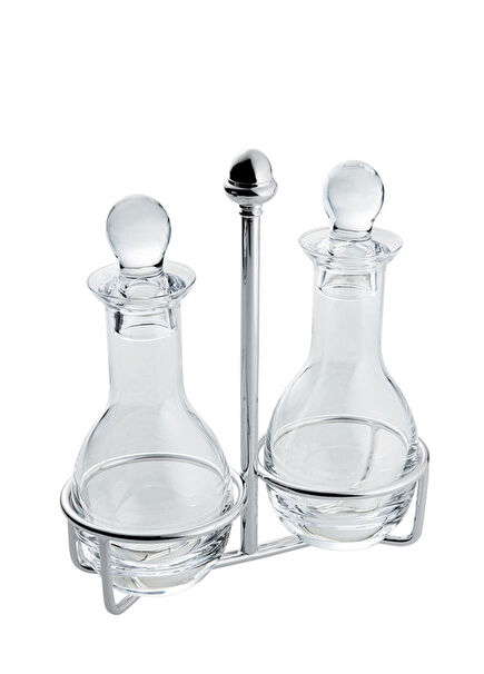 Silver Plated Glass Oil and Vinegar Set