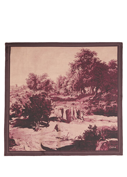 Plum Patterned Silk Scarf