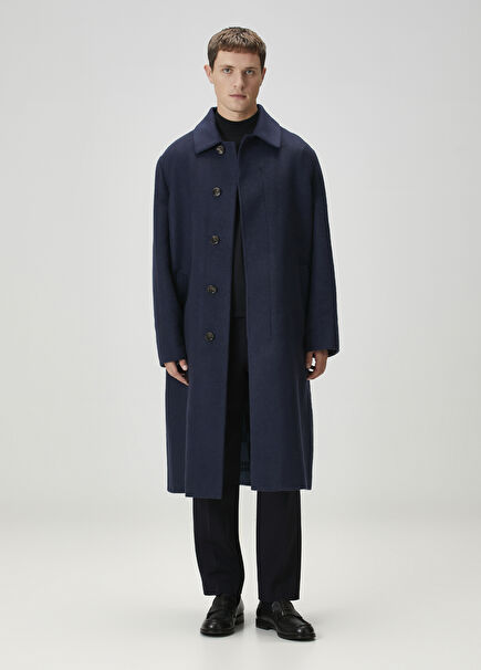 Navy Blue Wool Coat
