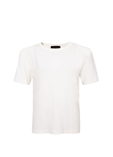 Beyaz Yumuşak Tuşeli Vatkalı Kısa Kollu Kadın T-shirt