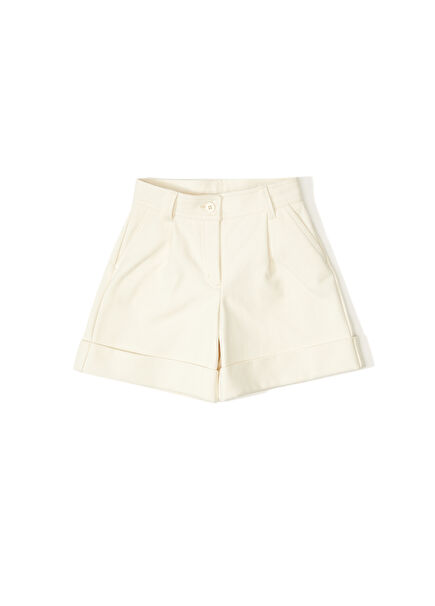 White Pleated Girls' Shorts