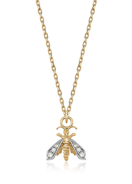 Wasp Pırlantalı Kadın Altın Kolye
