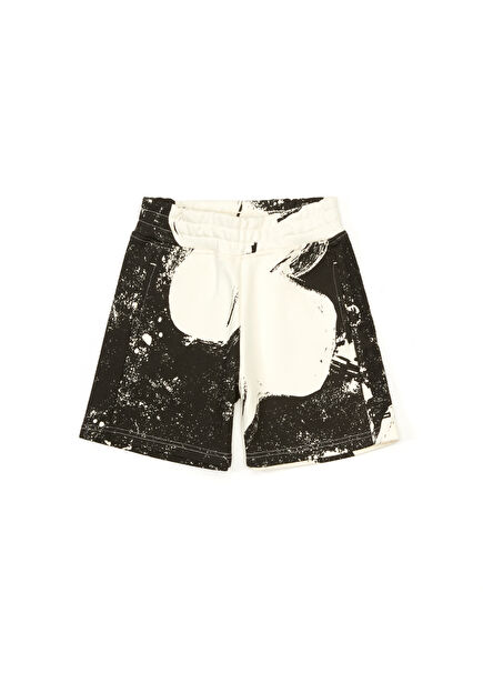 Cream Printed Boys Bermuda