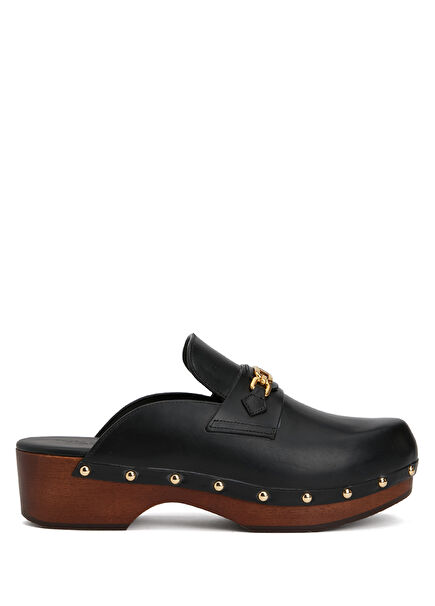 Black Women's Leather Slippers