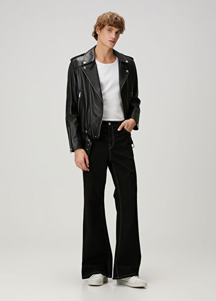 Black Contrast Stitching Jeans