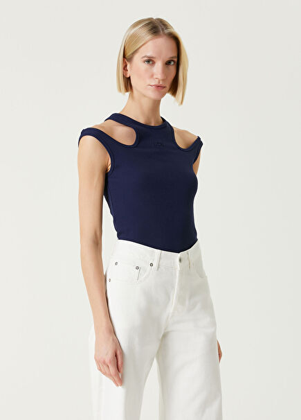 Hailey Navy Blue Cut Out Blouse