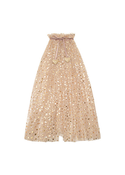 Heart Print Heart Tulle Girls' Cloak