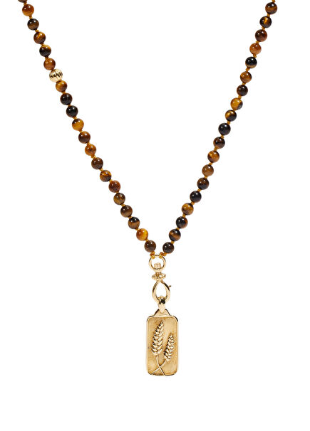 Tiger Eye Stone Women's Gold Necklace