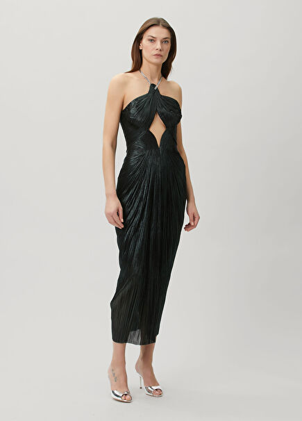 Adriana Dark Green Midi Evening Dress