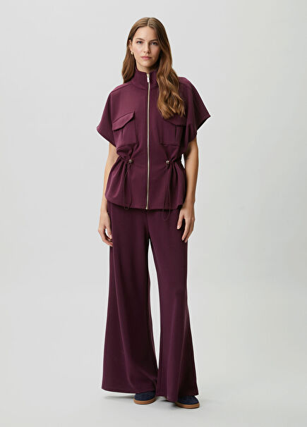 Bordo Bol Paça Scuba Modal Eşofman Altı