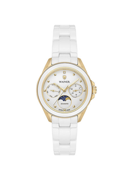 WA.18040-B Beyaz Çelik Kol Saati