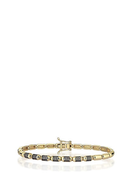 Kibele Brown Bangle Pırlanta Taşlı 14 Ayar Altın Kadın Bileklik