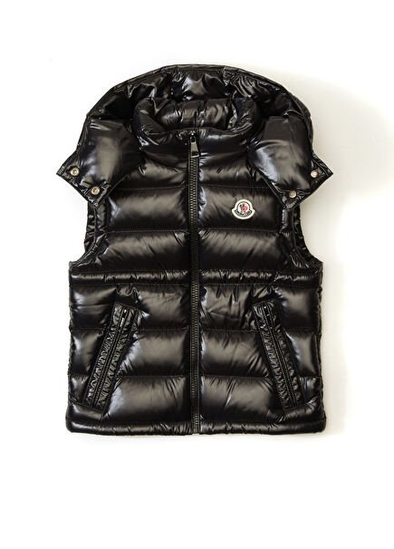 Siyah Kapüşonlu Kız Çocuk Yelek