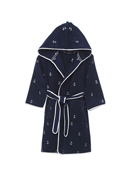 Marine Lacivert Pamuklu Erkek Çocuk Bornoz 