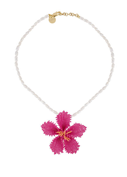 Beaded Flower & Amorphous Women's Pearl Necklace