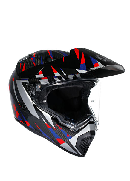 AX9 Mplk Steppa Carbon Red Blue Indoor Motorcycle Helmet