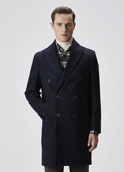 Navy Blue Wool Coat