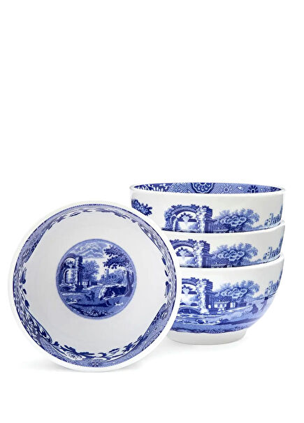 Blue Italian Fine Bone Porcelain 4-Piece Bowl Set
