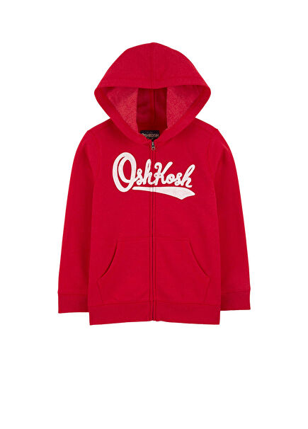 Red Zippered Hooded Boys' Sweatshirt