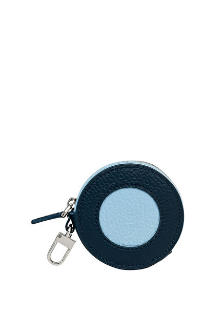 Mini Circle Purse Navy Blue Leather Unisex Kids Wallet