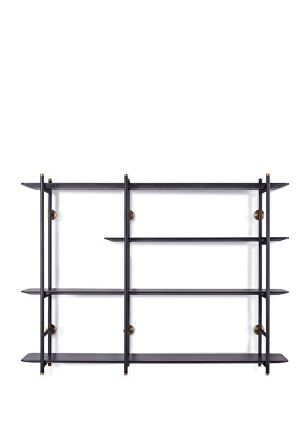 Bay Window Black Wooden Metal Bookcase