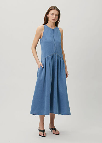 Almina Blue Midi Dress