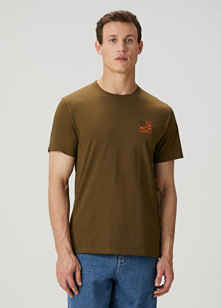 Koyu Yeşil Logo Nakışlı T-shirt