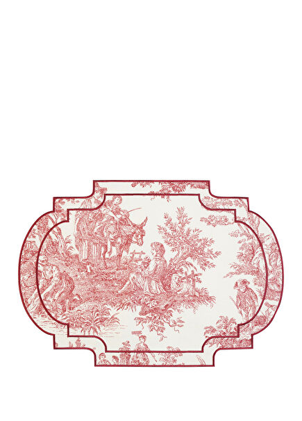 French Patterned Burgundy 2-piece American Placemat Set